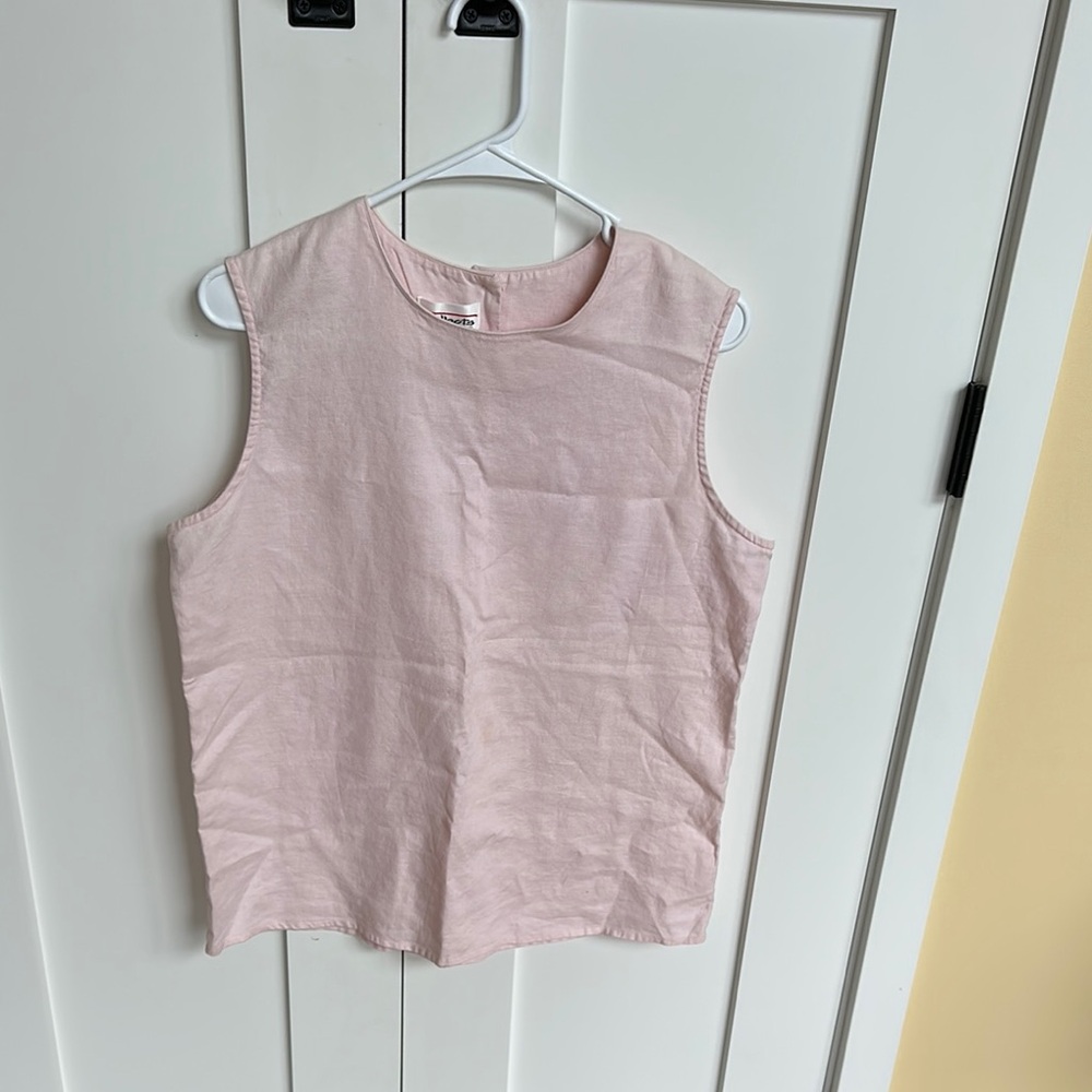 Talbots Light Pink Linen Top Size 14